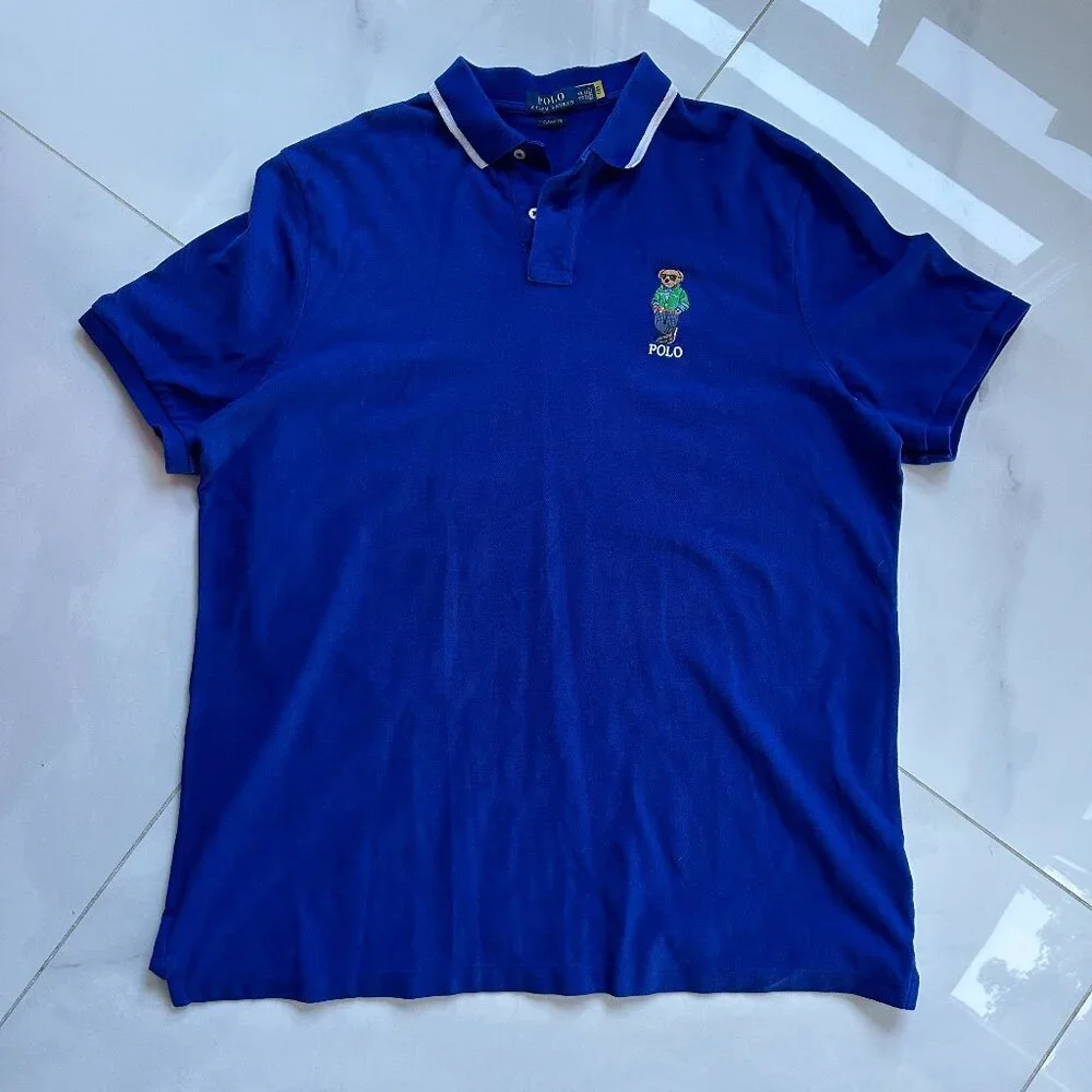 Ralph Lauren | Bear Polo Shirt | XXL | Classic Fit | Royal Blue | 100% Cotton - Picture 1 of 16